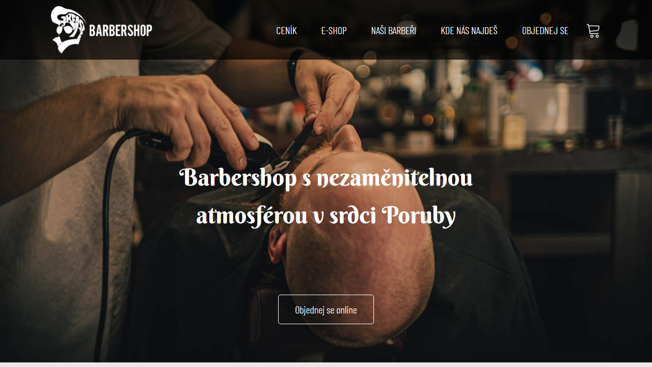 Úvodní obrazovka webu Grease Barbershop